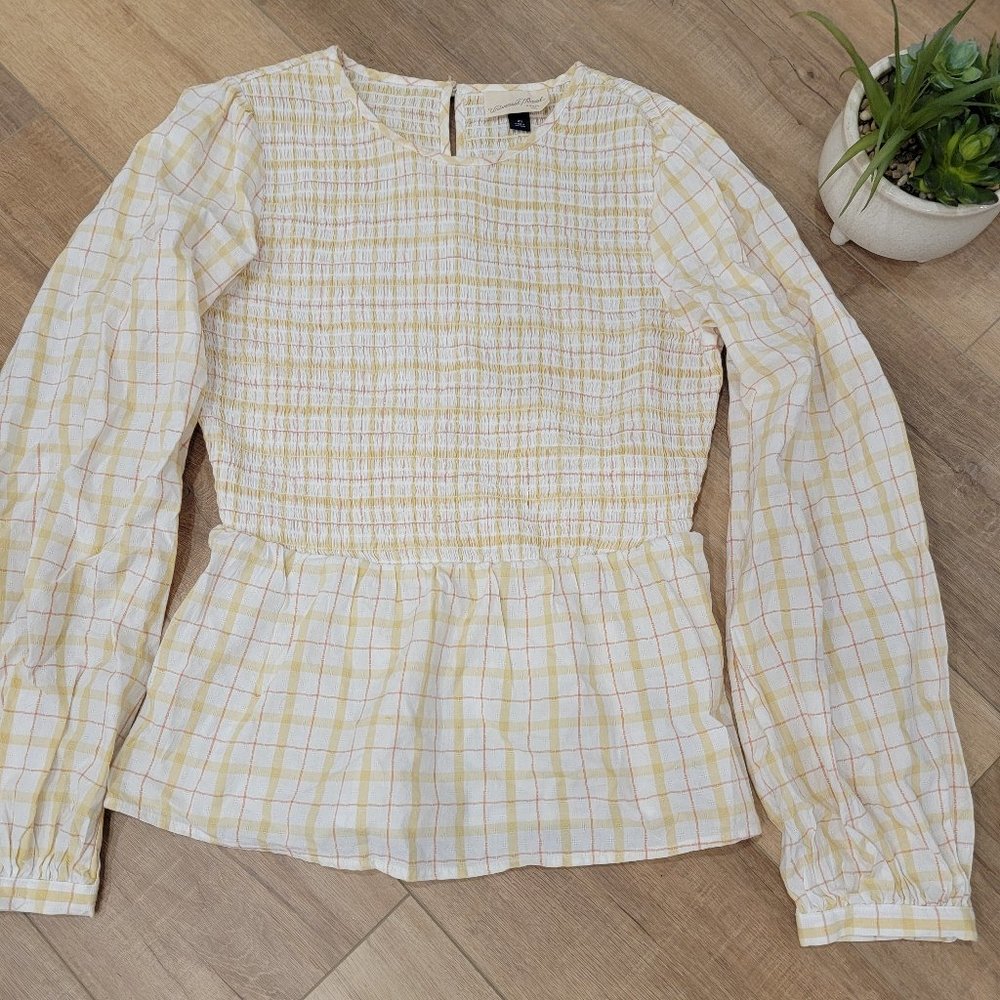 Long Sleeve  Plaid Top- size XS